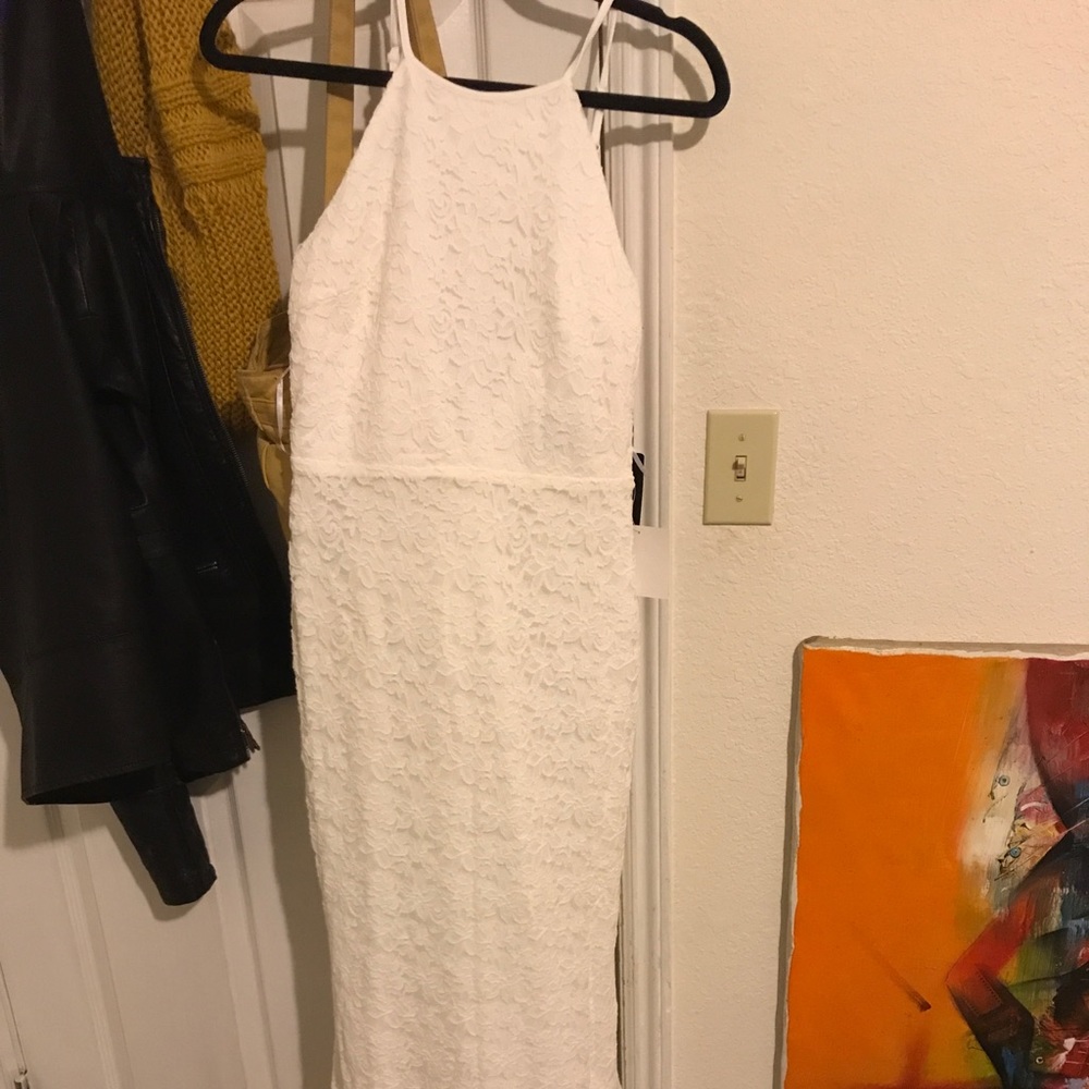 Lulus white floor length lace dress